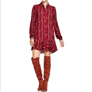 Free People Cranberry Combo Shirtdress Medium